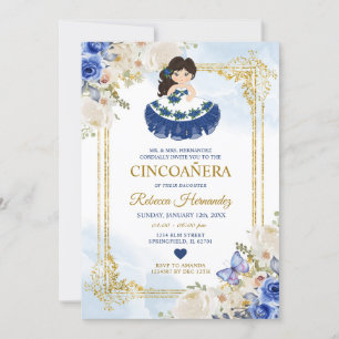CINCOAÑERA Royal Blue Mexican Girl Invitation