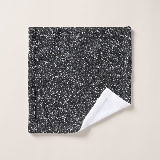 Cinder Black Glitter Wash Cloth (Wash Cloth)