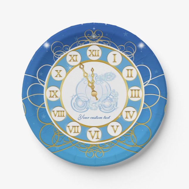 Cinderella Almost Midnight Blue Party Plates (Front)