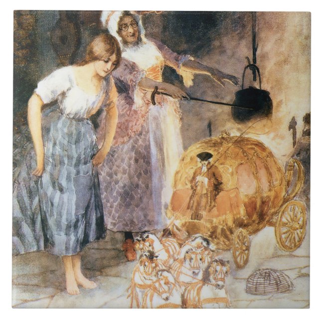 Cinderella and Fairy Godmother sq Tile (Front)