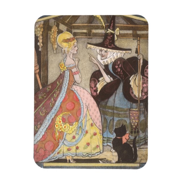 Cinderella and Fairy Godmother, Vintage Fairy Tale Magnet (Vertical)