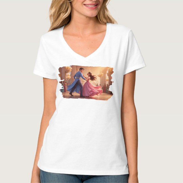 Cinderella and Prince Dancing – Enchanted Ballroom T-Shirt (Front)