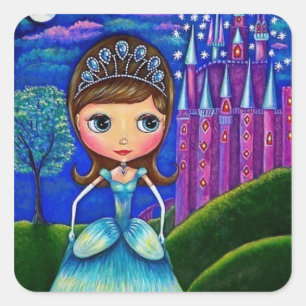 Cinderella at the Castle Tiara Ball Gown Square Sticker