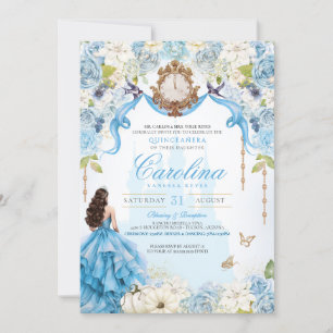 Cinderella Blue & Gold Princess Luxury Quinceanera Invitation