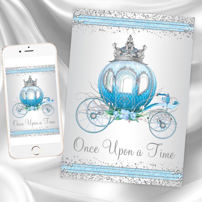 Cinderella Blue Princess Birthday Party Invitation (Princess any occasion invitation. Digital download a printed invitations available.)