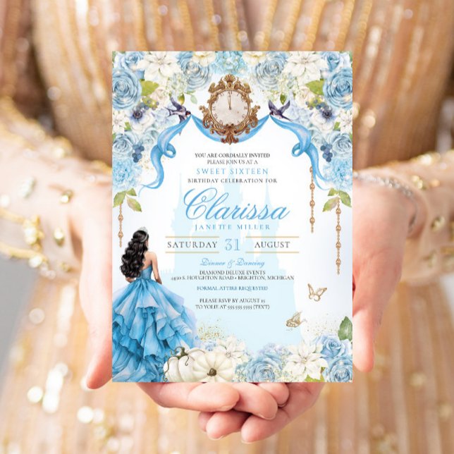 Cinderella Blue Royal Sweet Sixteen Princess  Invitation (Creator Uploaded)