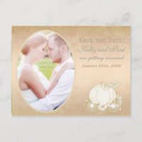 Cinderella Carriage Wedding Date Photo Postcard