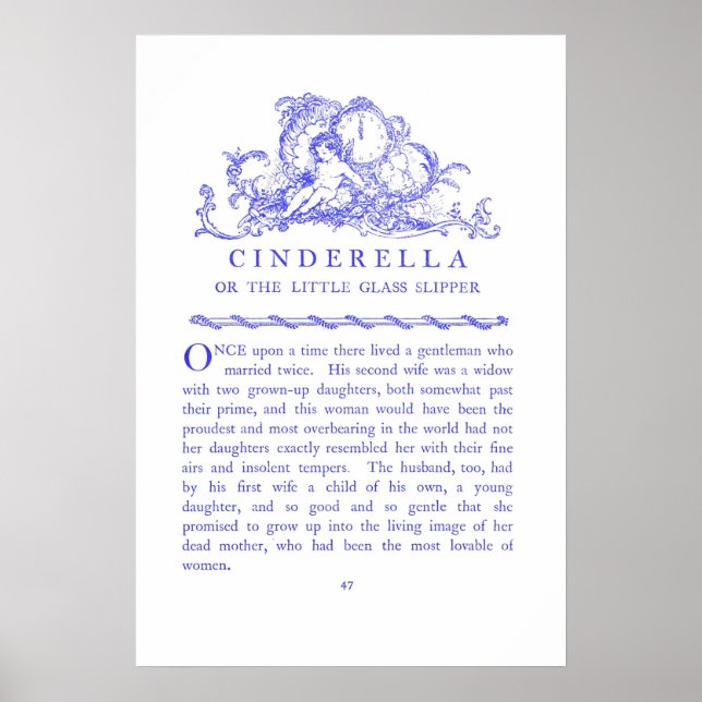 Cinderella Fairy Tale Book Blue Poster (Front)