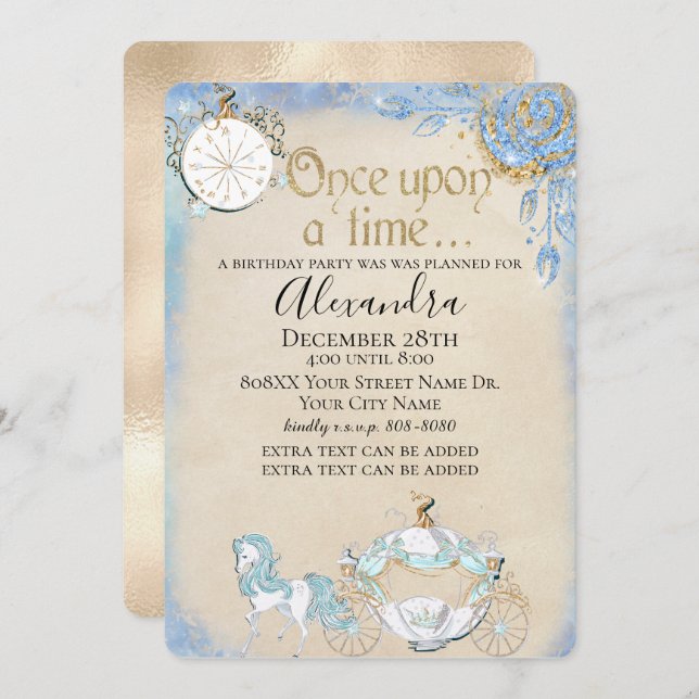 Cinderella Fairy Tale Theme Altered Invitation (Front/Back)