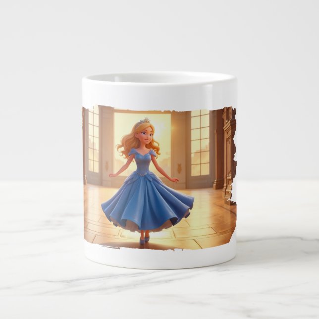 Cinderella Getting Ready – Magical Dress Transform Large Coffee Mug (Front)