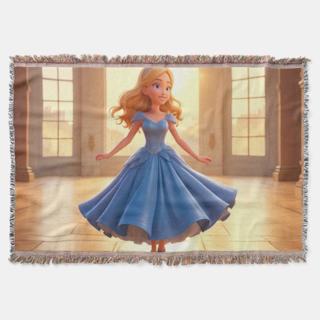 Cinderella Getting Ready – Magical Dress Transform Throw Blanket (Front)