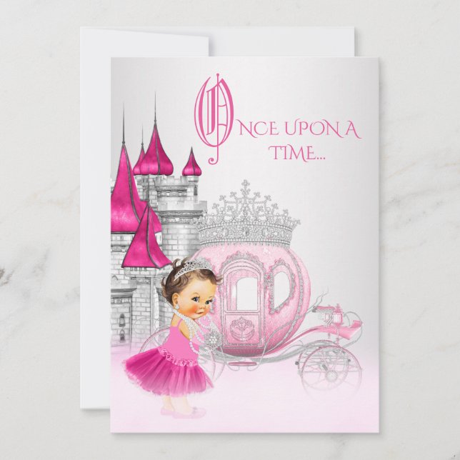 Cinderella Once Upon a Time Pink Princess Birthday Invitation (Front)