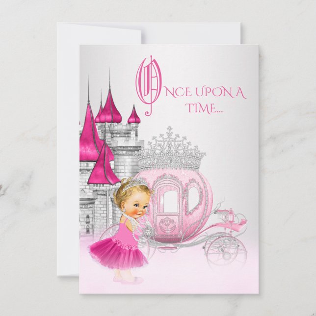 Cinderella Once Upon a Time Princess Birthday Invitation (Front)
