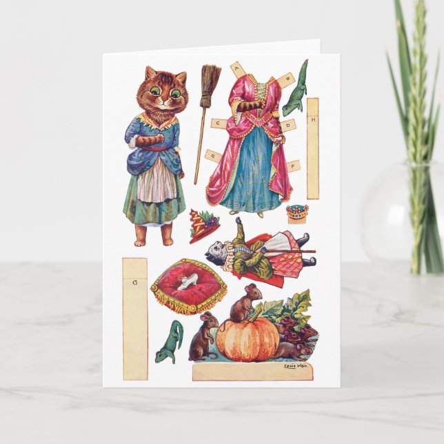 Cinderella, Paper Doll, Louis Wain Card (Front)