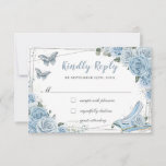 Cinderella Princess Baby Blue Floral Quinceañera RSVP Card<br><div class="desc">Personalise these chic cinderella themed rsvp cards with your details easily and quickly,  simply press the customise it button to further re-arrange and format the style and placement of the text. (c) The Happy Cat Studio</div>