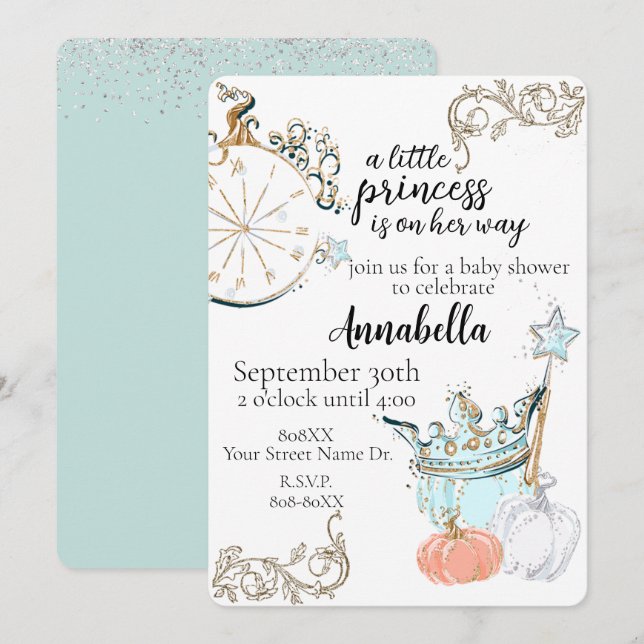 Cinderella Princess Baby Shower Invitation (Front/Back)