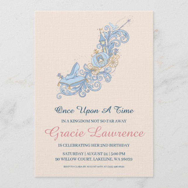 Cinderella princess birthday invitations (Front)