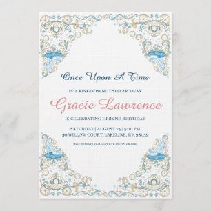 Cinderella princess birthday invitations