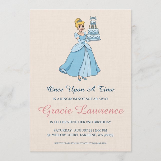 Cinderella princess birthday invitations (Front)