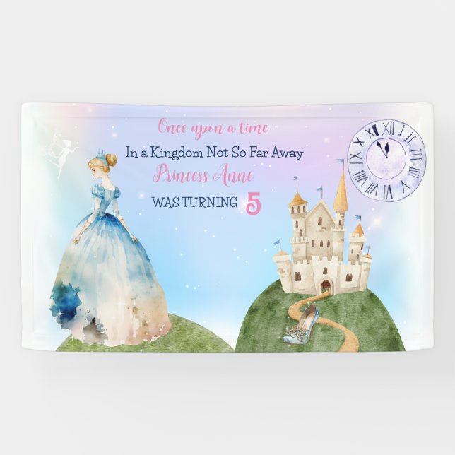 Cinderella Princess Birthday Kids  Banner (Horizontal)