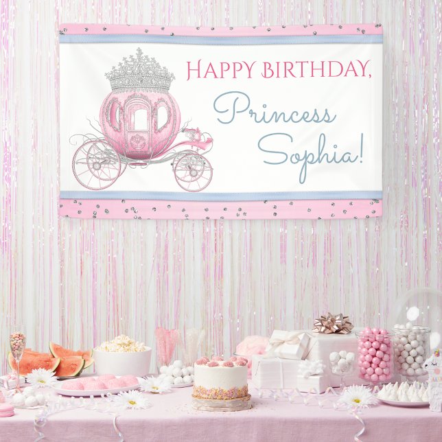 Cinderella Princess Carriage Birthday Party Banner (Simply add your event details!)