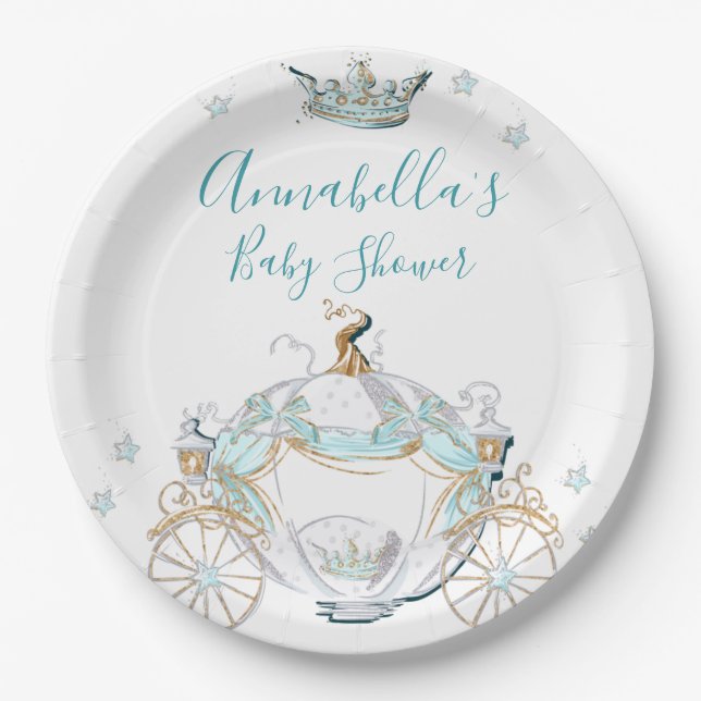 Cinderella Princess Carriage Fairy Tale Paper Plate (Front)