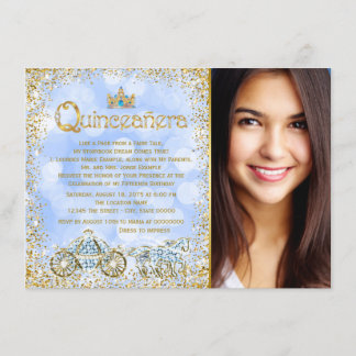 Cinderella Princess Carriage Photo Quinceanera Invitation