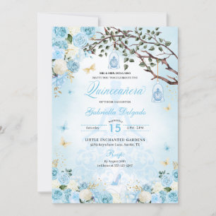 Cinderella Princess Enchanted Garden Quinceanera Invitation