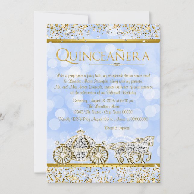 Cinderella Princess Horse Carriage Quinceanera Invitation (Front)