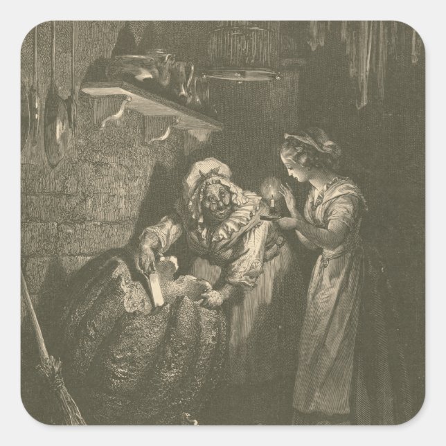 Cinderella Pumpkin - Gustave Doré Square Sticker (Front)