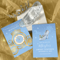 Cinderella Shoe Baby Blue Gold Sweet 16 Birthday