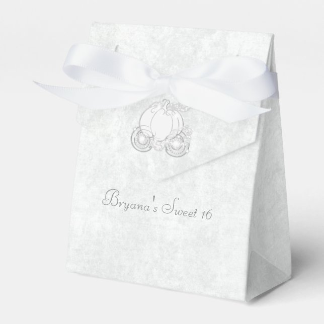 Cinderella Silver Carriage White Party Favour Boxe Box (Front Side)