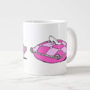 Cinderella Slipper on Pink Pillow Large Coffee Mug