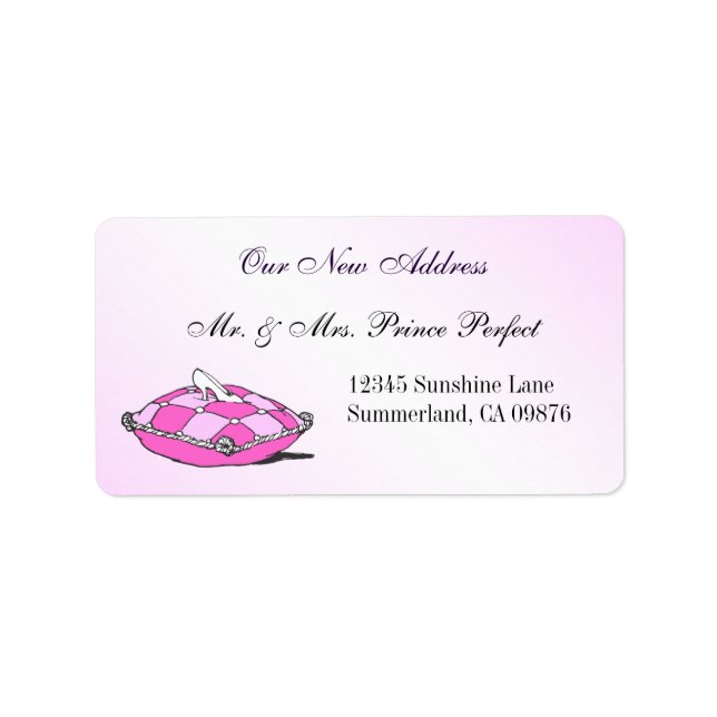 Cinderella Slipper Pink Pillow New Address Label (Front)
