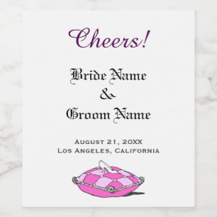 Cinderella Slipper Pink Pillow Wine Bottle Label