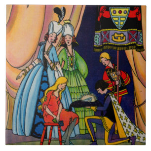 Cinderella, the prince and the glass slipper tile