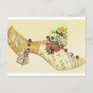 Cinderella Vintage Victorian Fan Slipper Postcard