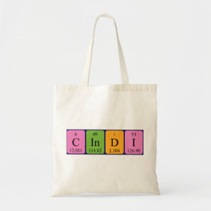 Cindi periodic table name tote bag