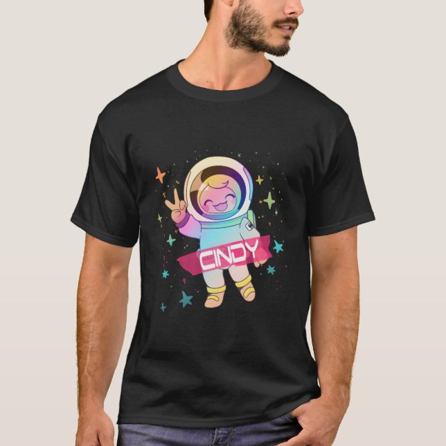 Cindy Adorable Name With Astronaut T-Shirt (Front)