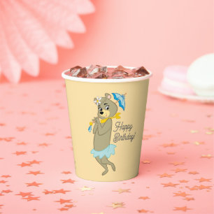 Cindy Bear Holding Parasol Paper Cups
