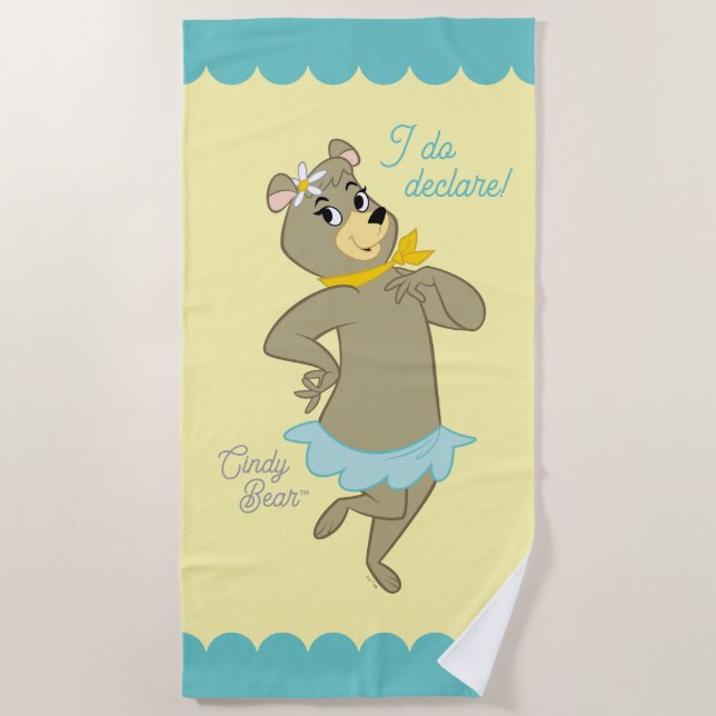 Cindy Bear Playful Pose Beach Towel (Front)