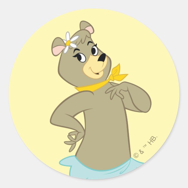 Cindy Bear Playful Pose Classic Round Sticker (Front)