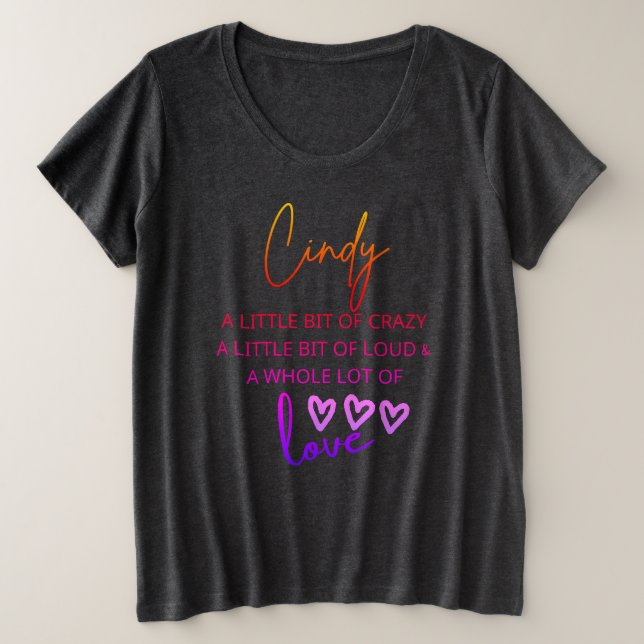 Cindy Colourful Love Plus Size T-Shirt (Design Front)