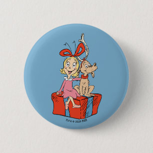 Cindy Lou Who and Max on a Present 6 Cm Round Badge