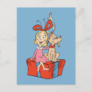 Cindy Lou Who and Max on a Present Postcard