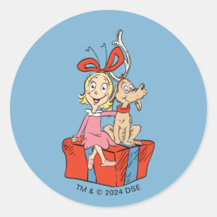 Cindy Lou Who & Max   Christmas Gift Classic Round Sticker