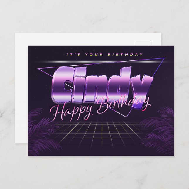 Cindy Name First name purla postcard birthday (Front/Back)