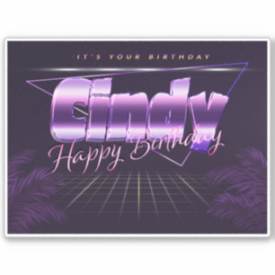 Cindy Name Vorname lila retro Sticker Geburtstag