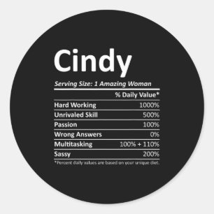 Cindy Nutrition D Name Funny Christmas Classic Round Sticker