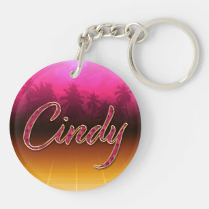 Cindy Vorname Name golden pink Schlüsselanhänger Key Ring